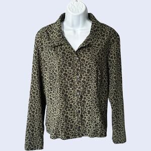 Studio Ease 10 Y2K Leopard Print Shirt Olive Brown